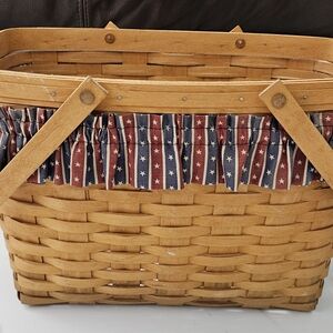 Patriotic Woven Basket with Star Pattern